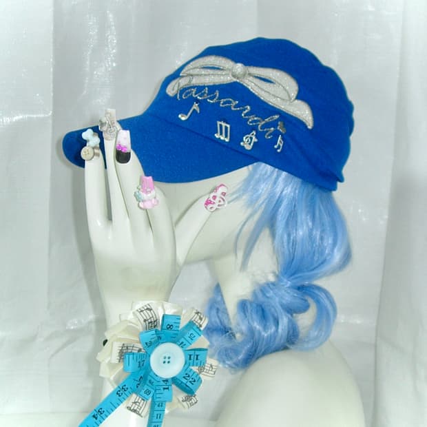 블루 리본 음표 모자