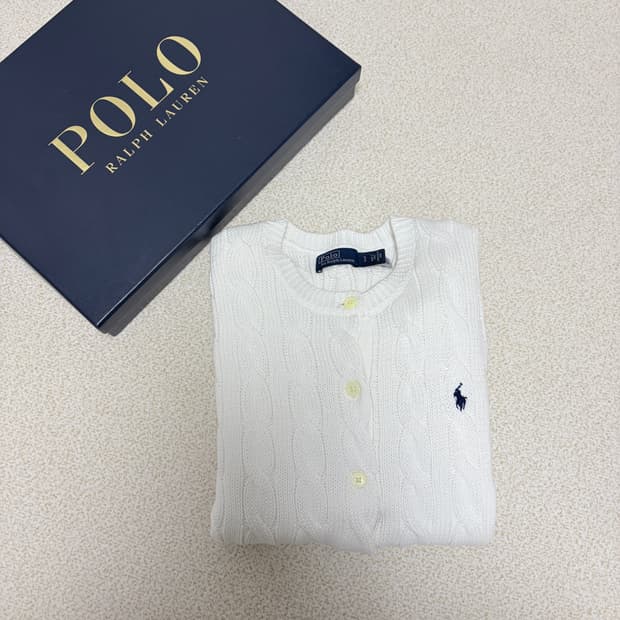 폴로랄프로렌 케이블 반팔 가디건 신형 QR택