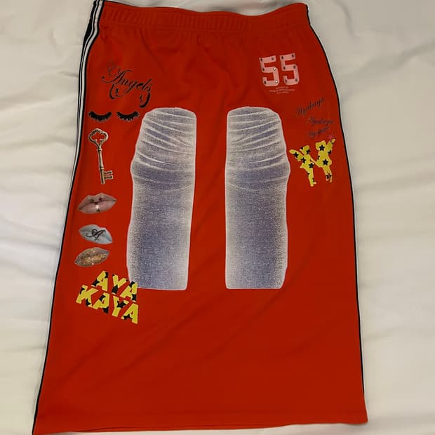 Red track long skirt