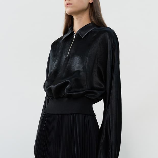 메종마레 벌룬 슬리브 새틴 하프집