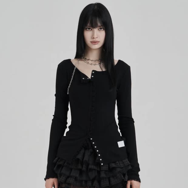 일리오 레이스 트림 가디건 Black My one lace trim