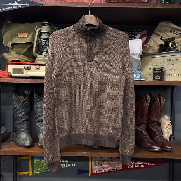 폴로 랄프로렌 신형라벨 하이넥 버튼니트 보카시 헤링본 데드스탁 N319