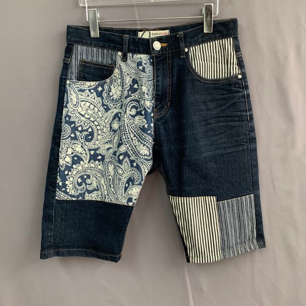 28인치 EVISU 에비수 페이즐리 반다나 스판 데님 쇼츠 청반바지