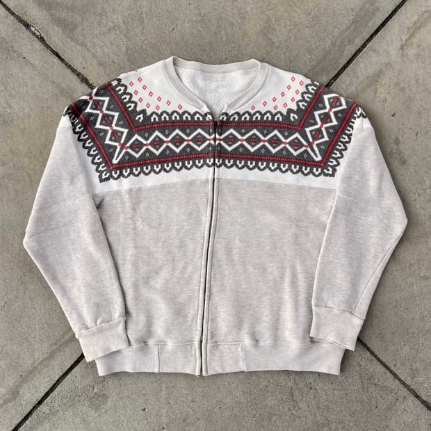 60s USA 빈티지 복각 스노우 패턴 집업 스웻셔츠