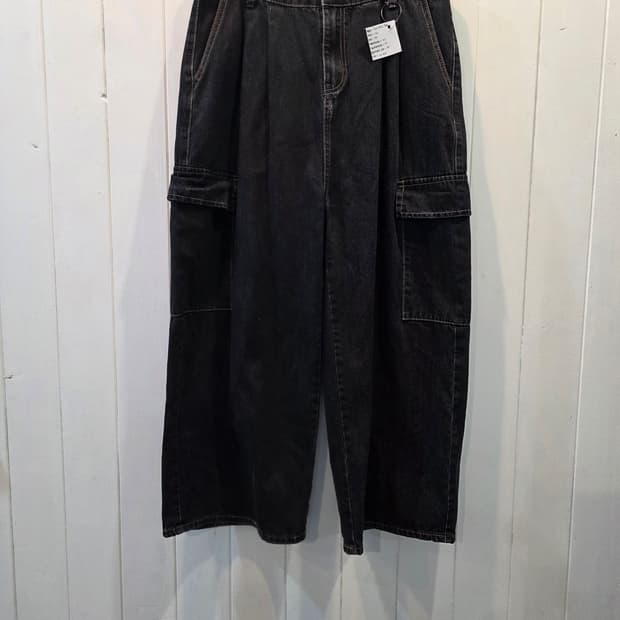 와이드 카고 청바지 <뒷허리 밴딩>