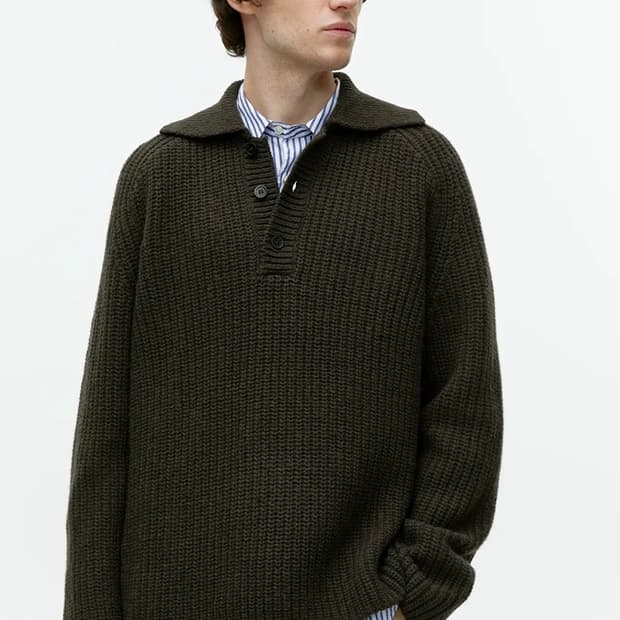 아르켓 헤비 울 니트 스웨터 카키브라운 M