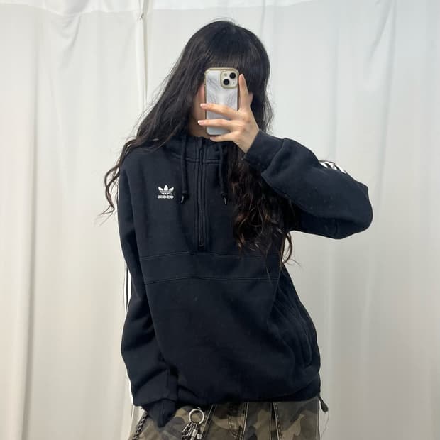 Adidas black Firebird half-zip hoodie