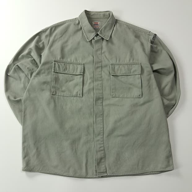 CA374 XL 리바이스 90s 헤링본 투포켓 유틸리티 워크 셔츠 남방