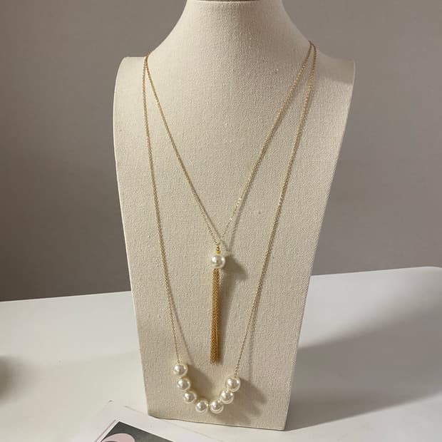 골드 체인 진주 목걸이