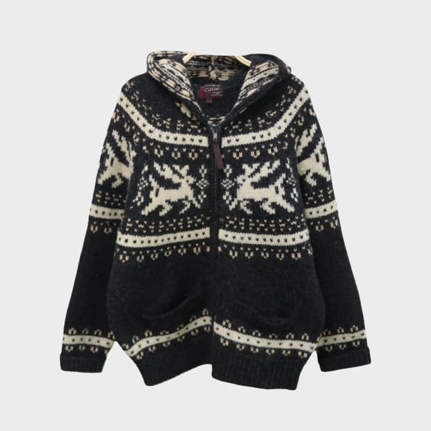 COLLINS 노르딕 후드 울 니트 집업 61766