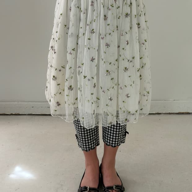 일본빈티지 라벤더 자수 샤스커트