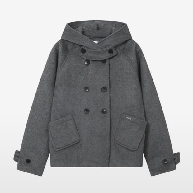 미세키서울 Hoodie double button coat 차콜