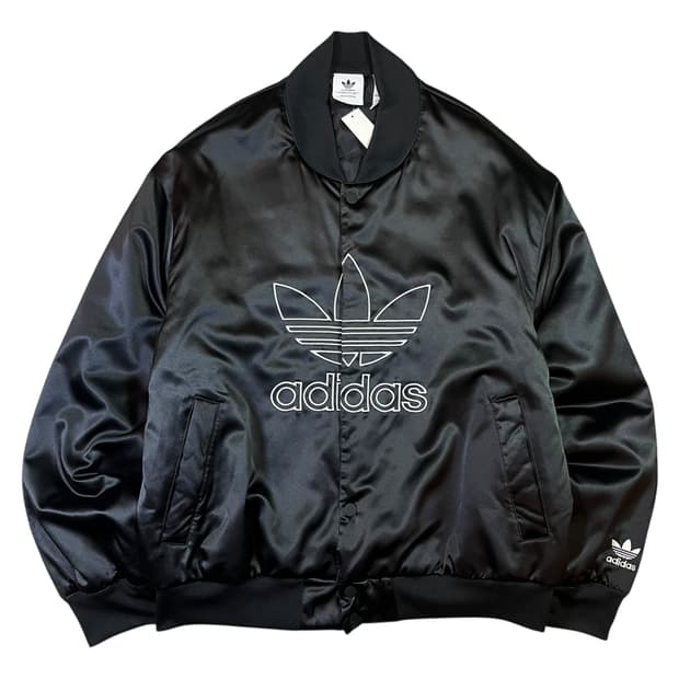 아디다스 빅로고 새틴 블루종 자켓