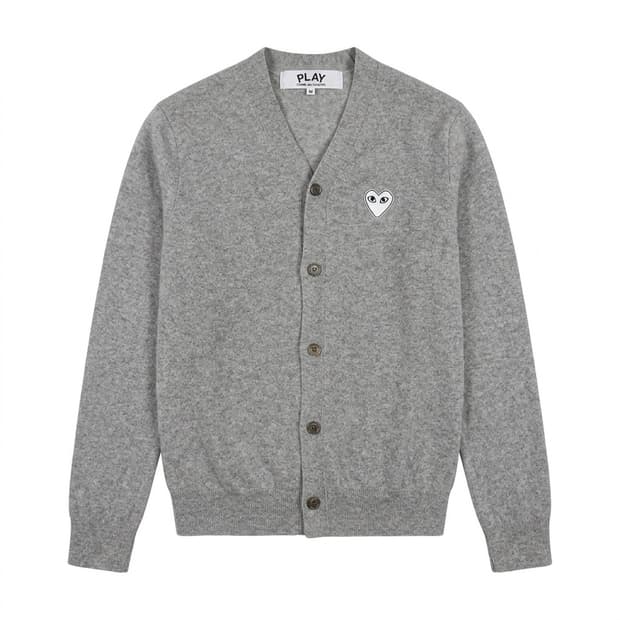 꼼데가르송 플레이 그레이 하트 와펜 가디건 M