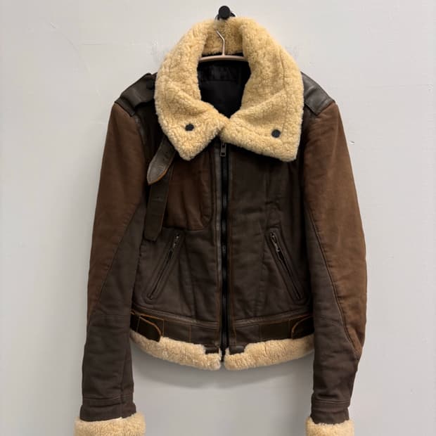 시스템(SYSTEM) 빈티지 레이어드 믹스 양털 무스탕 자켓