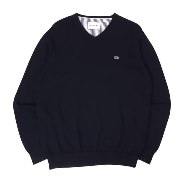 라코스테 네이비 브이넥 니트
