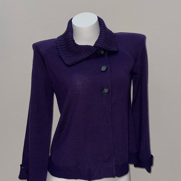 빈티지 퍼플 비대칭 빈티지 니트 가디건