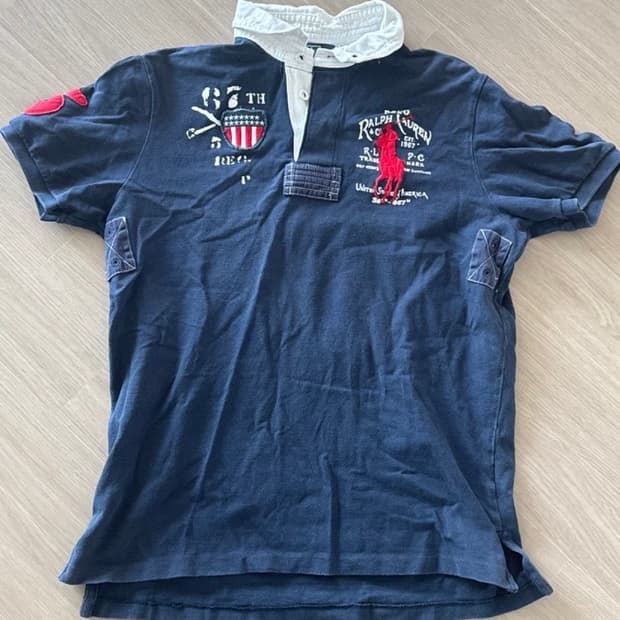 폴로 랄프로렌 네이비 반팔 럭비티