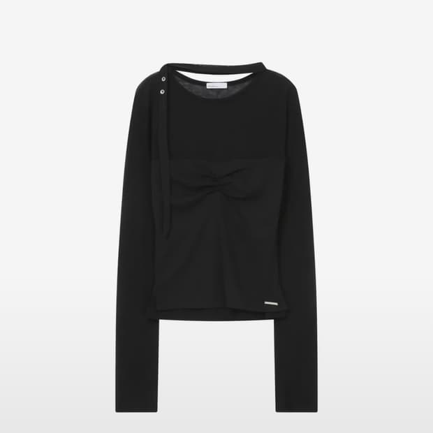 미세키서울 Sheer layered scarf long sleeves