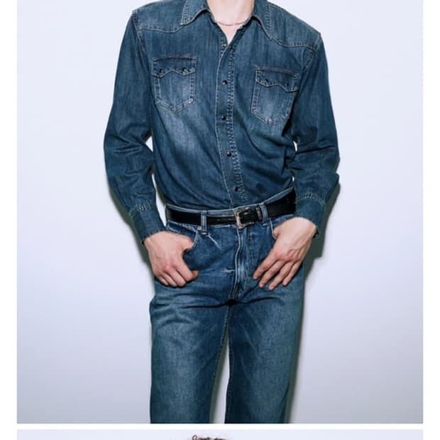 세비지 웨스턴 미들블루 데님셔츠 판매합니다