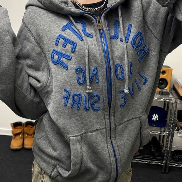 홀리스터 아치로고 후드집업 차콜