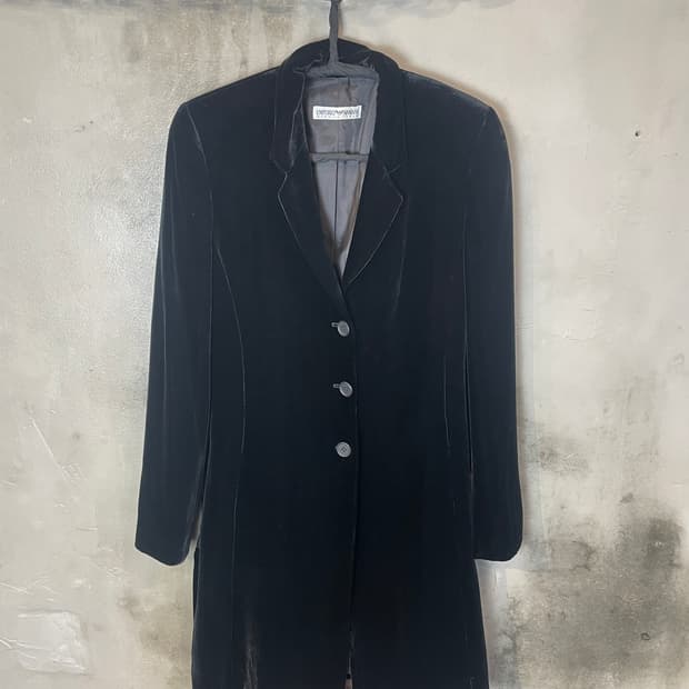 90s 아르마니 사이드짚 벨벳 코트 