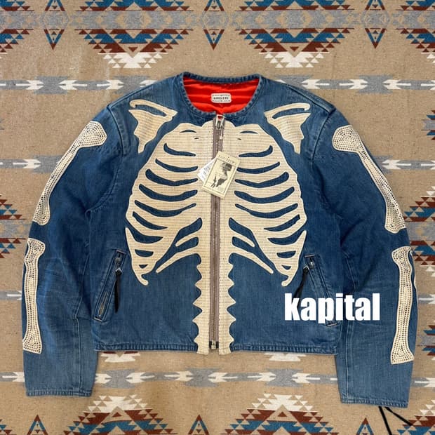 [3][L] 캐피탈 14oz 본 모터 크로스 본 데님 자켓 