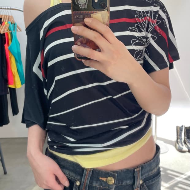 Desigual 스트라이프 드레이프 티셔츠