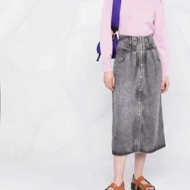 이자벨마랑 에뚜왈 다버튼 데님 미디 스커트 44사이즈