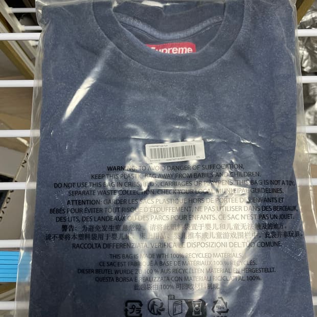 슈프림 25FW 오버프린트 숏슬리브 네이비 XXL