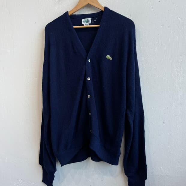 80s 아이조드 라코스테 아크릴 가디건 네이비 Made in USA