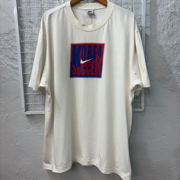 90s 나이키 올드스쿨 코리아 싸커 프린팅 반팔 티셔츠 2XL