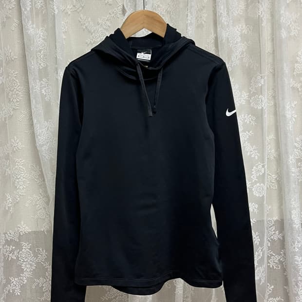 M) 나이키 드라이핏 기모 후드 티셔츠 블랙
