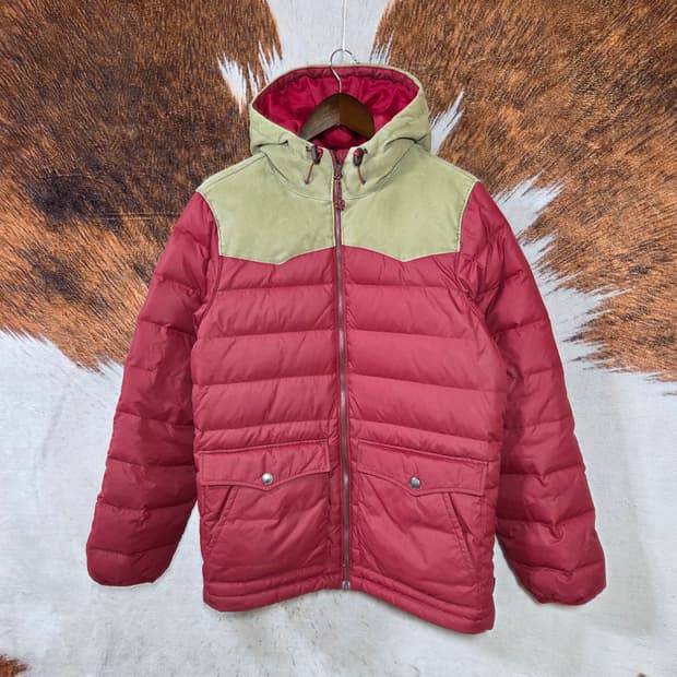 리바이스 코듀로이 배색 버건디 경량 패딩