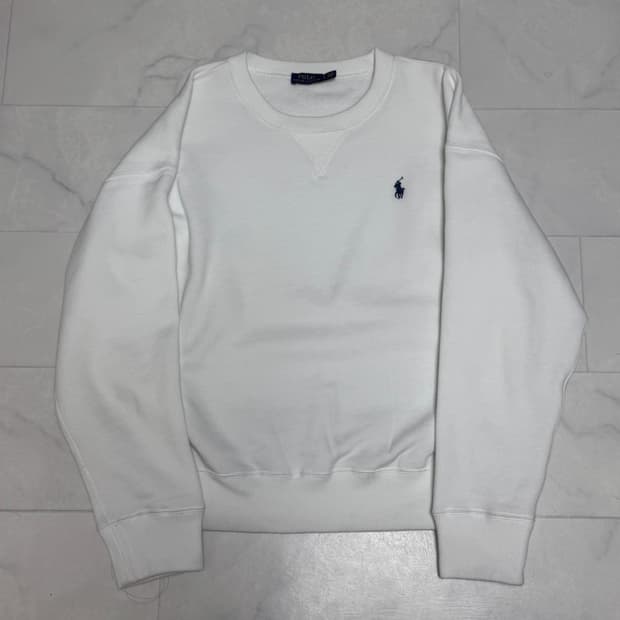 폴로 풀오버 화이트 맨투맨 M