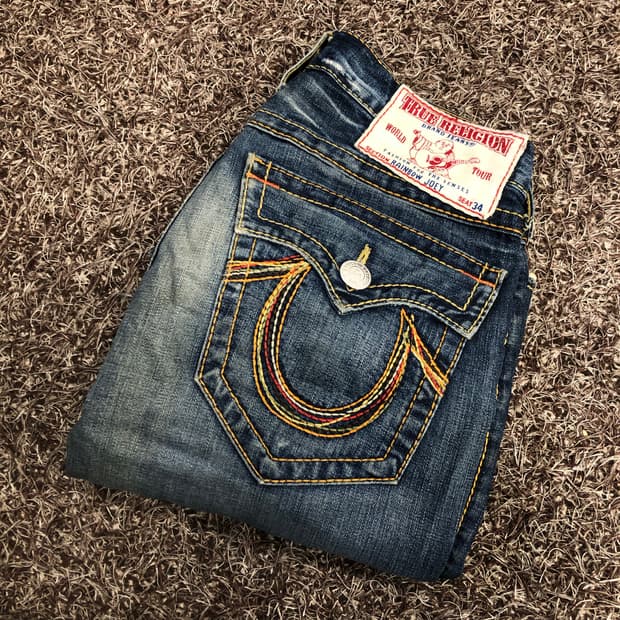 트루릴리전 레인보우 조이 플레어 부츠컷 워싱 데님 팬츠