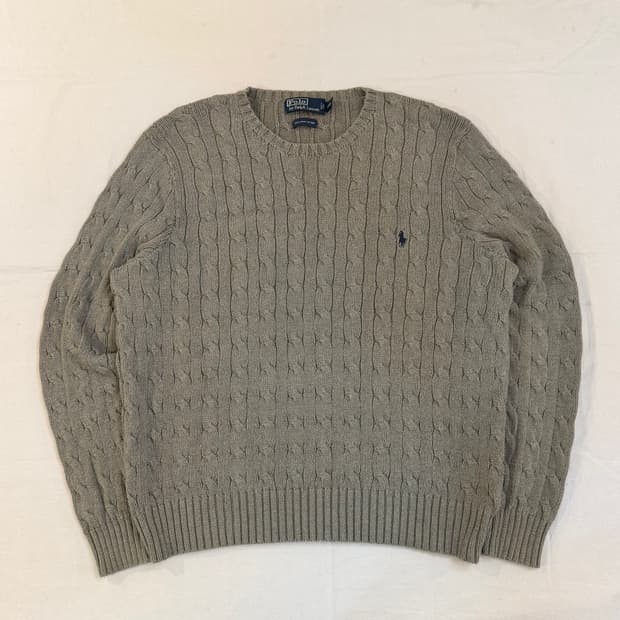 폴로 랄프로렌 꽈배기 케이블 니트 그레이
