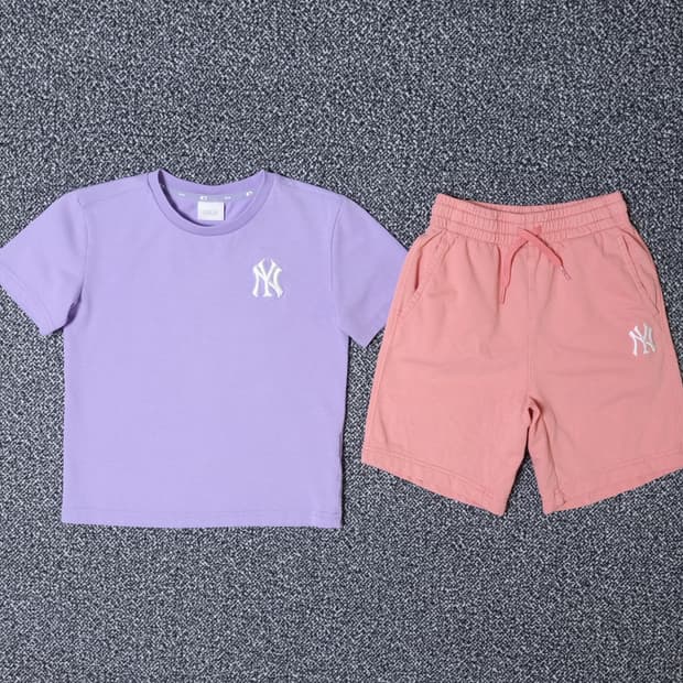 [무료배송][120]MLB 키즈 반팔티 반바지 여름 코디 세트