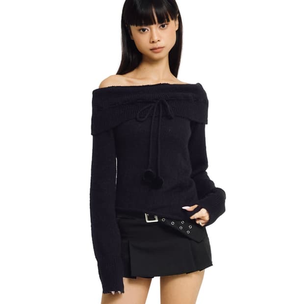 코튼캔디 오프숄더 니트