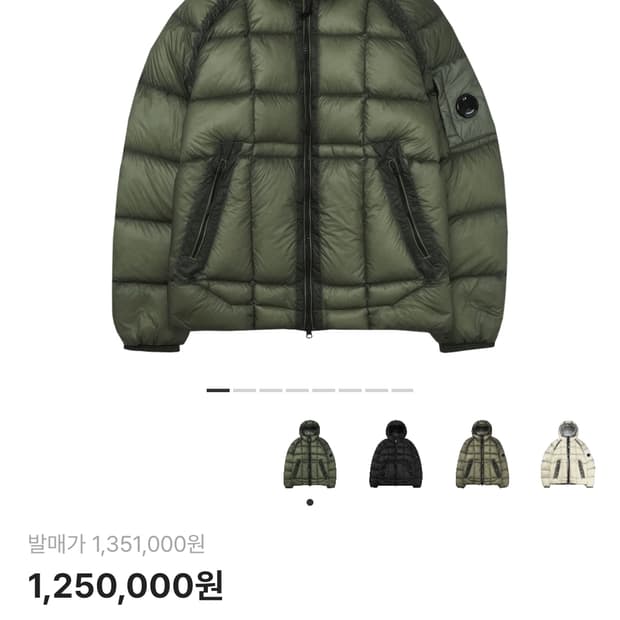 CP컴퍼니 DD쉘 후드 다운 자켓 씨그래스