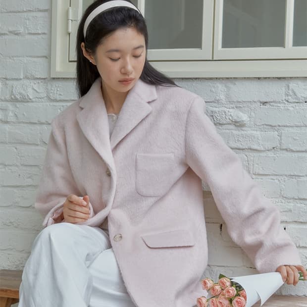 마가린핑거스 코트 헤어리 울 자켓 핑크 하프코트