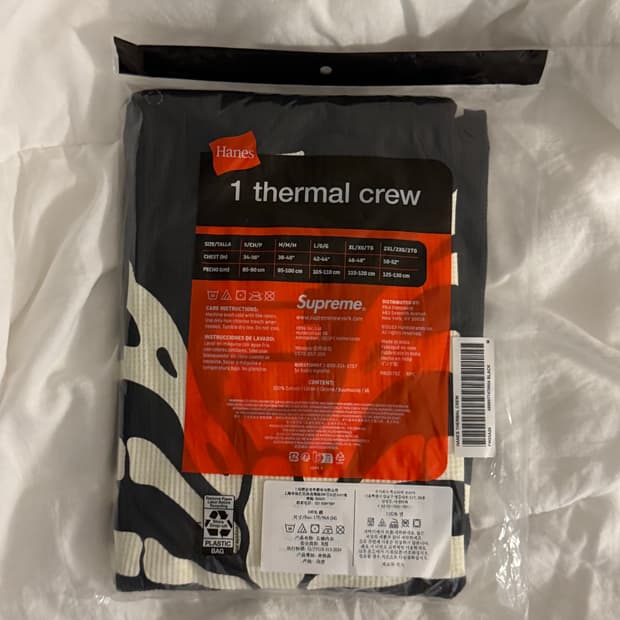 슈프림 헤인즈 본즈 써멀 블랙 M