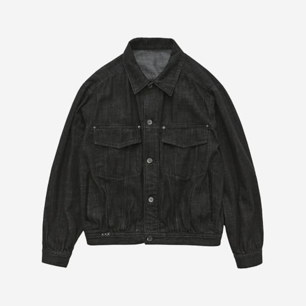 (4)폴리테루 올드맨 트러커 자켓 슬럽 블랙