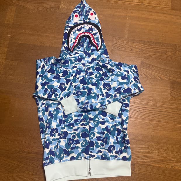 베이프 ABC 카모 샤크 풀 집 후드 블루