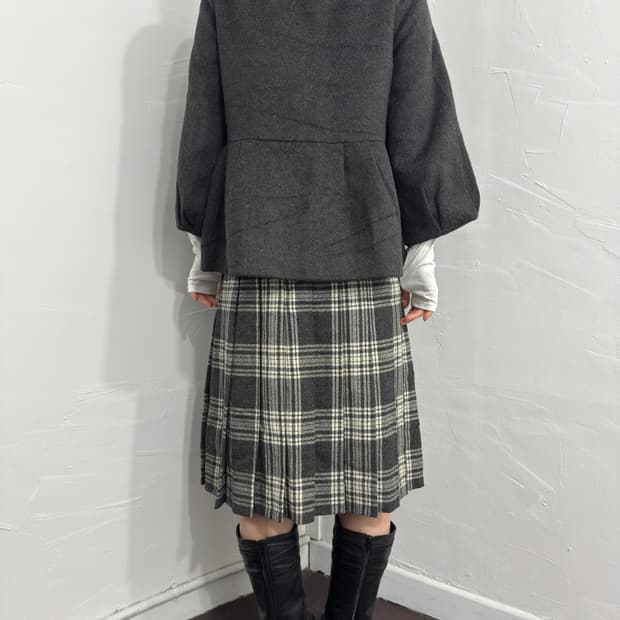 check midi wool skirt