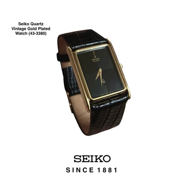 1980s Seiko Tank Gold Plated Quartz Vint