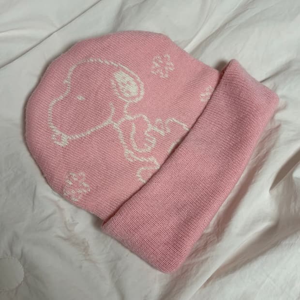 스누피 핑크 재팬 빈티지 비니 갸루 피너츠