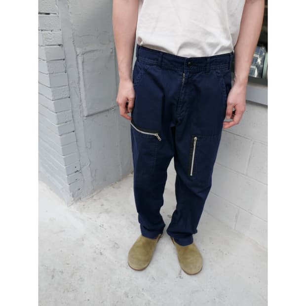 꼼데가르송 블랙 지퍼 디테일 코튼 팬츠