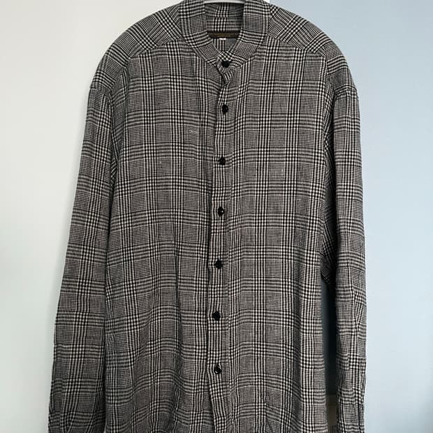 G.R.O.W 하운드투스 체크패턴 라운드넥 셔츠