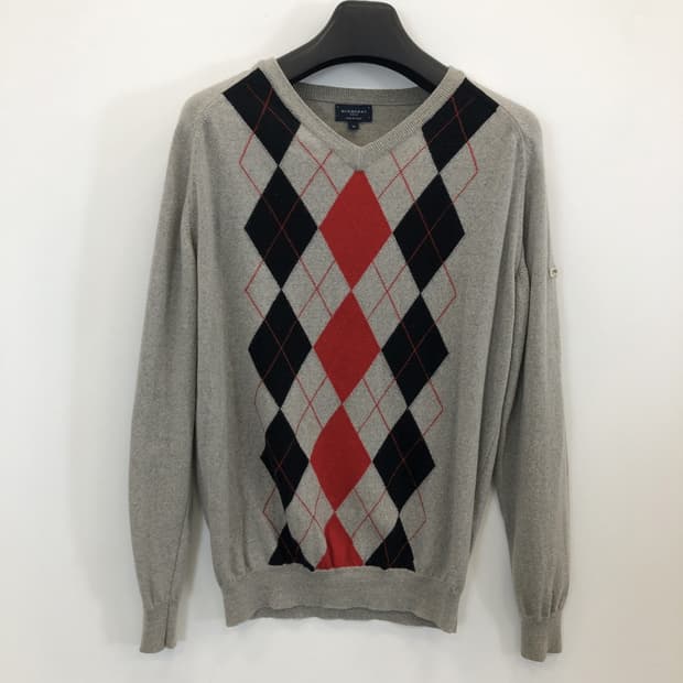 버버리 이태리 메리노울 아가일니트 M